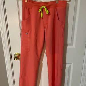 Hot Coral Wear Figs Scrubs Small Petite KADE CARGO
